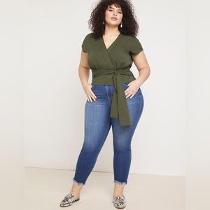 Eloquii- Olive Green V-Neck Crop Top